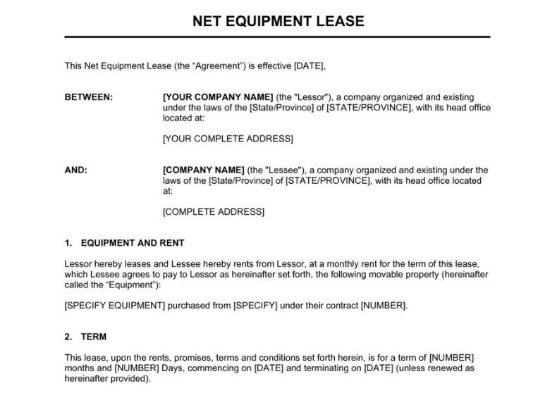Net Equipment Lease