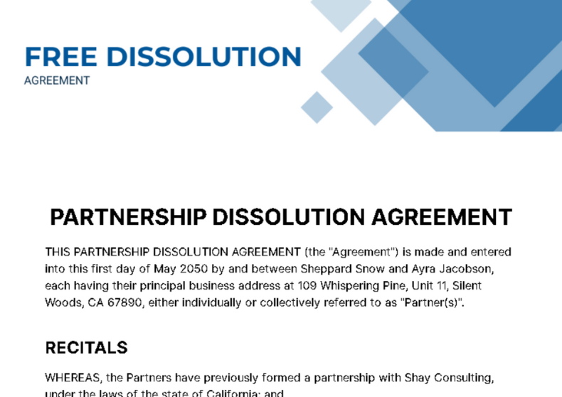 Partnership Dissolution Agreement