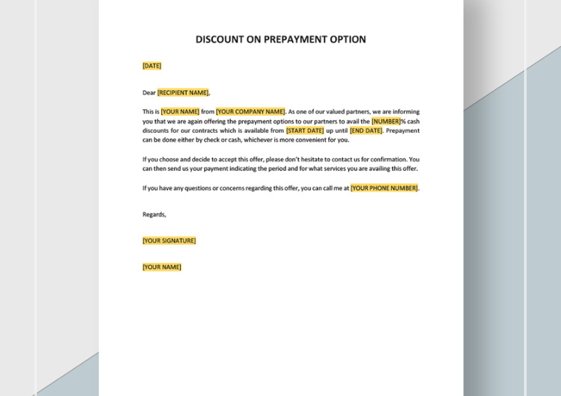 Prepayment Discount Offer