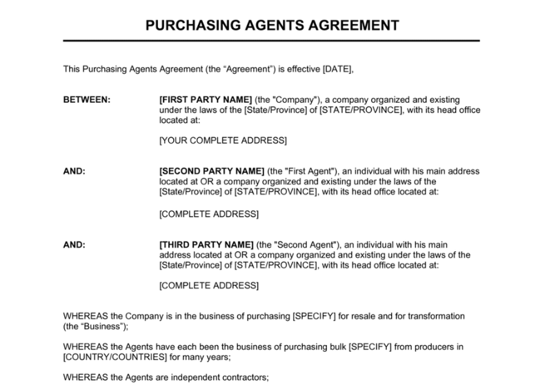 Purchasing Agents Agreement
