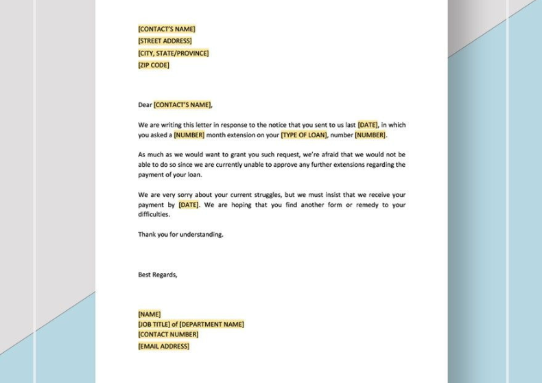 Refusal of Request for Extension of Time