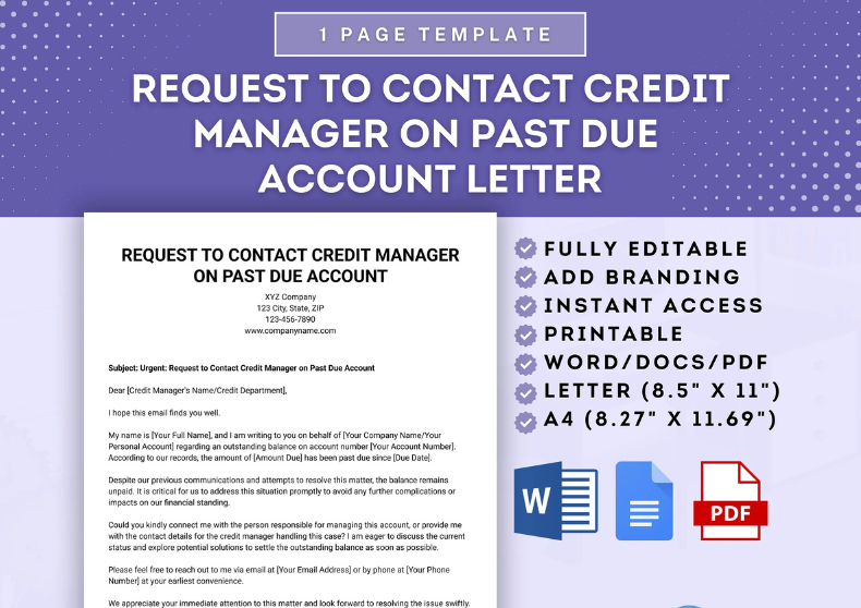 Request to Seek Assistance of Credit Manager on Past Due Account