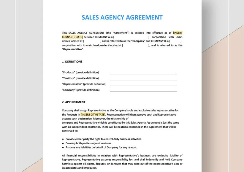 Sales Agency Agreement